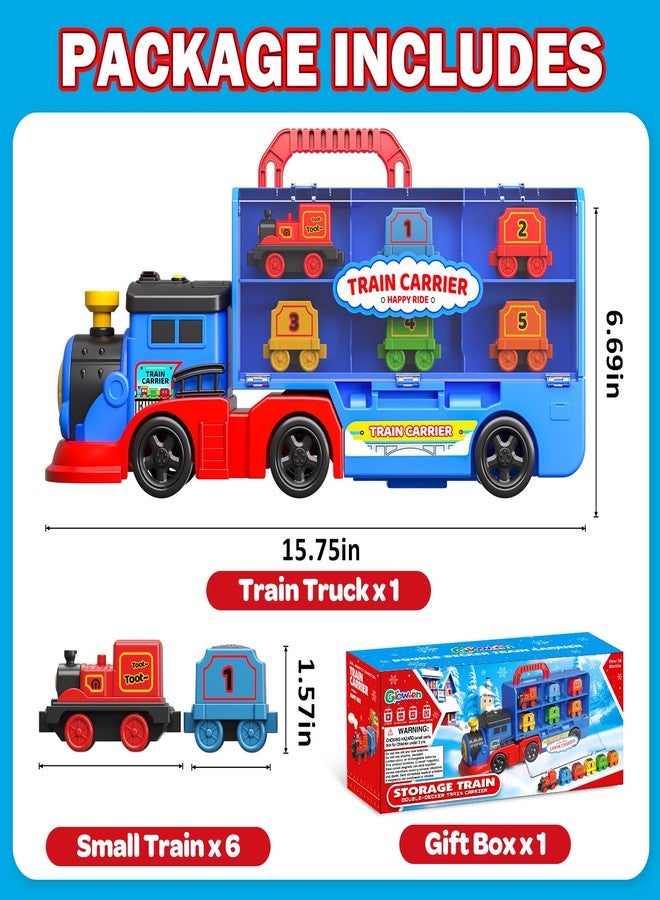 Gloween Train Set Truck Toys for Toddler Boys Girls Age 3 4 5 6 Years Old, Carrier Transport Truck with Light & Music, Great Christmas Birthday Gifts for Kids 3-4 3-5 Years Old - Image 2